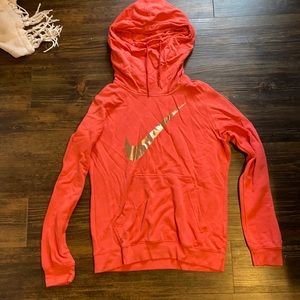 Peach Nike Turtleneck Hoodie w/ Metallic Logo